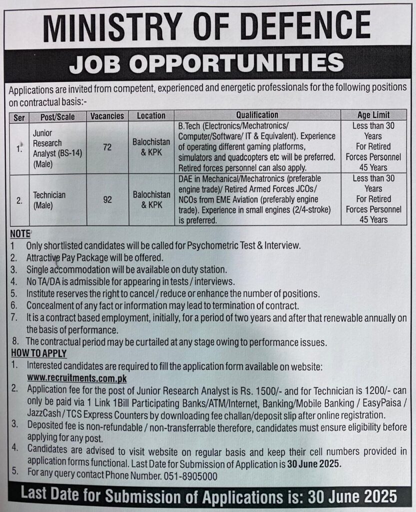 Ministry of Defence MOD Jobs June 2025