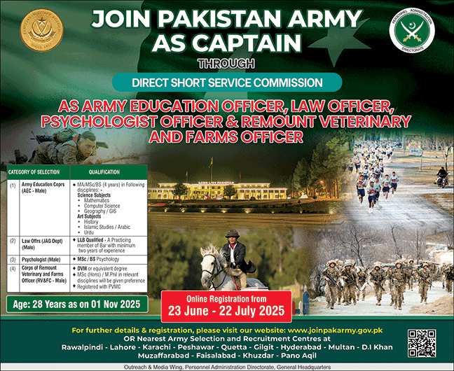 Rozgarlo.com-Join pak army as captain